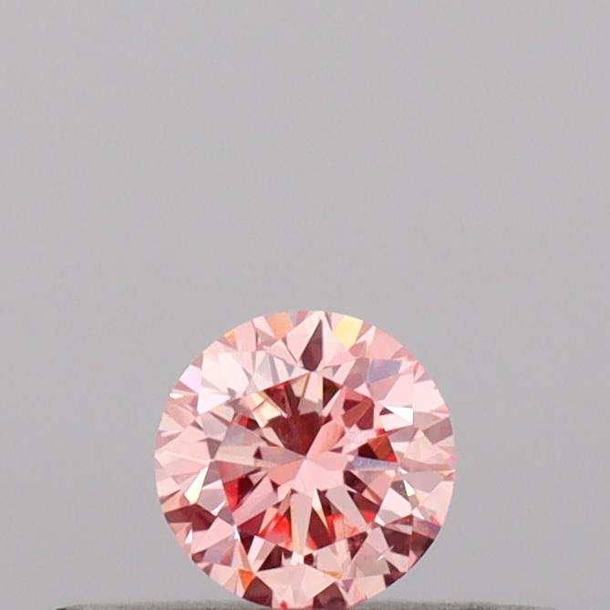 Actual 0.16 carat Intense Pink Round lab-grown diamond