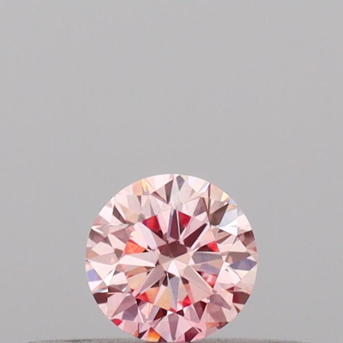 Actual 0.17 carat Intense Pink Round lab-grown diamond