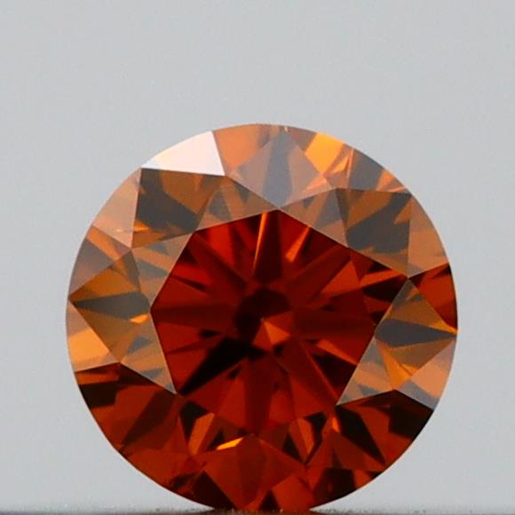 Actual 0.18 carat Deep Orange Round lab-grown diamond
