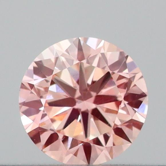 Actual 0.18 carat Intense Pink Round lab-grown diamond
