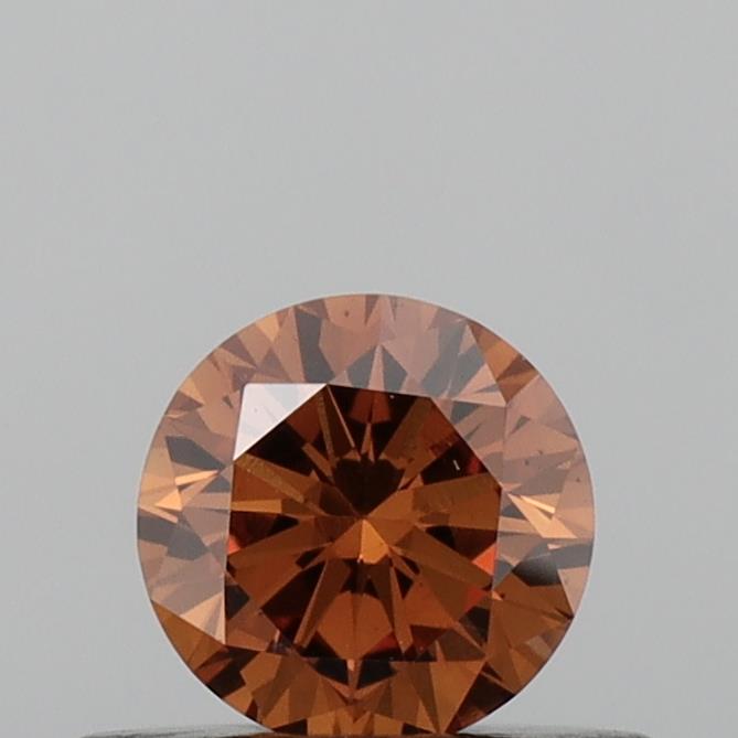 Actual 0.35 carat Vivid Orange Round lab-grown diamond