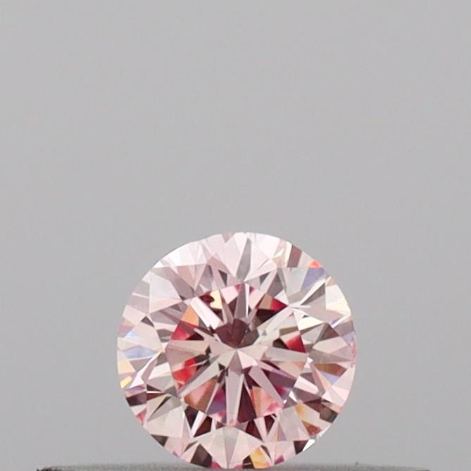 Actual 0.18 carat Intense Pink Round lab-grown diamond