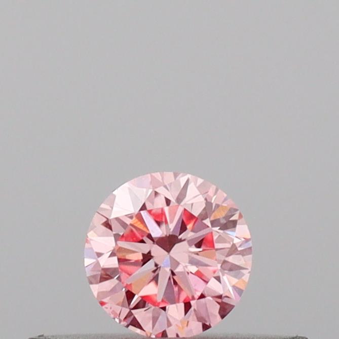 Actual 0.16 carat Intense Pink Round lab-grown diamond