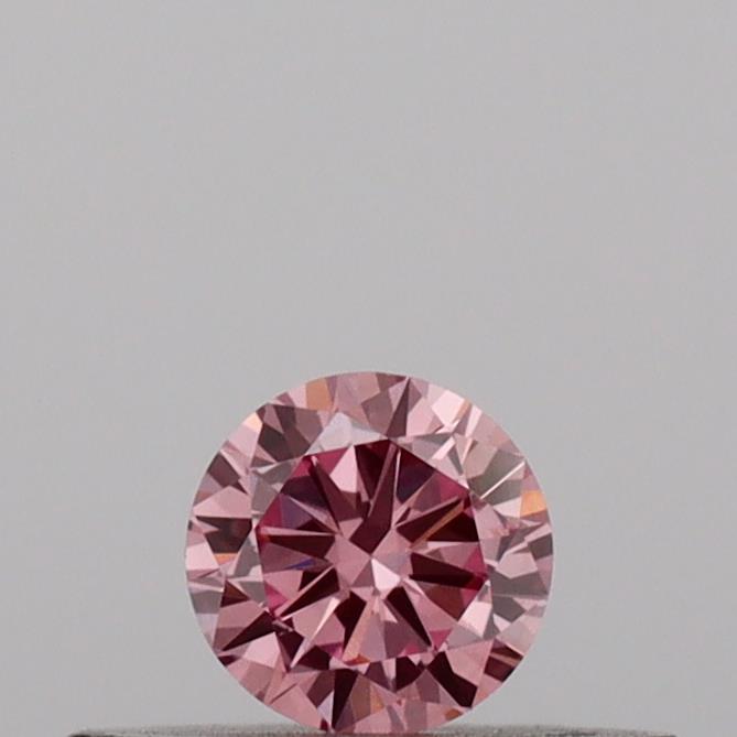 Actual 0.17 carat Intense Pink Round lab-grown diamond