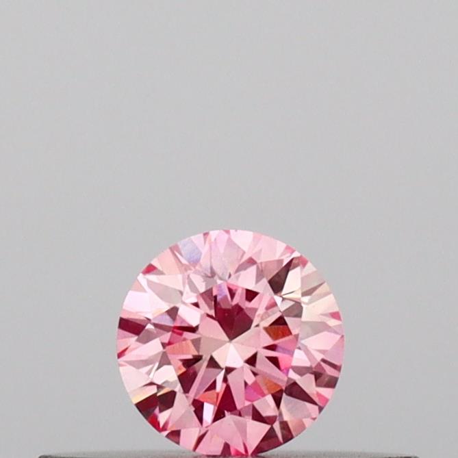 Actual 0.16 carat Intense Pink Round lab-grown diamond