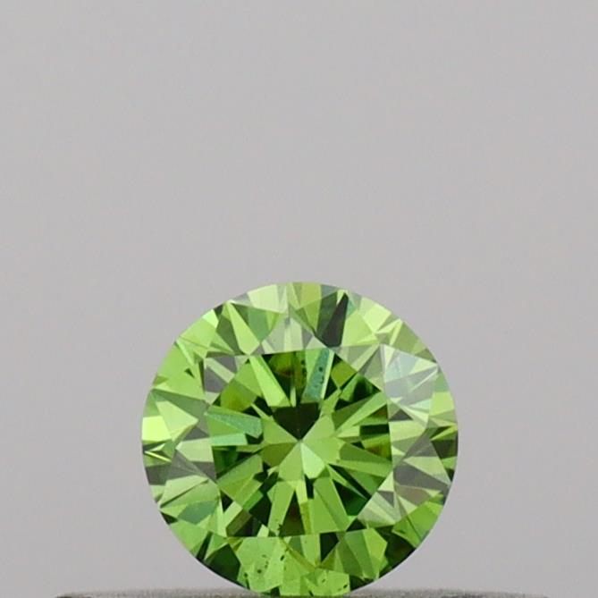 Actual 0.21 carat Vivid Green Round lab-grown diamond