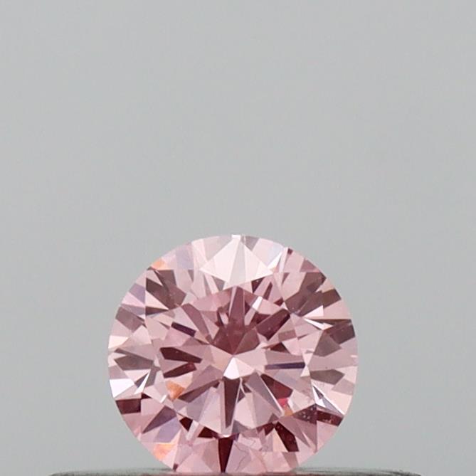 Actual 0.18 carat Intense Pink Round lab-grown diamond