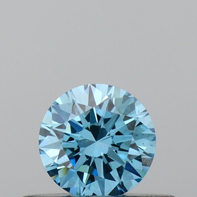 Actual 0.3 carat Vivid Blue Round lab-grown diamond