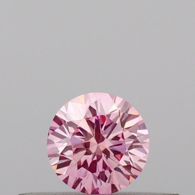 Actual 0.19 carat Intense Pink Round lab-grown diamond