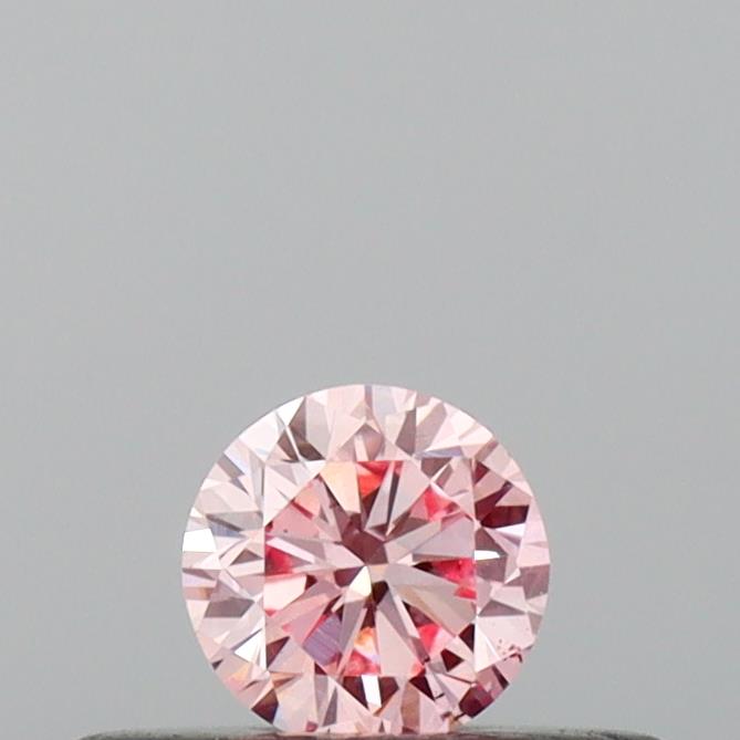 Actual 0.17 carat Intense Pink Round lab-grown diamond