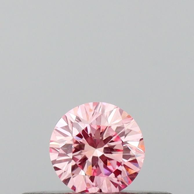 Actual 0.16 carat Intense Pink Round lab-grown diamond