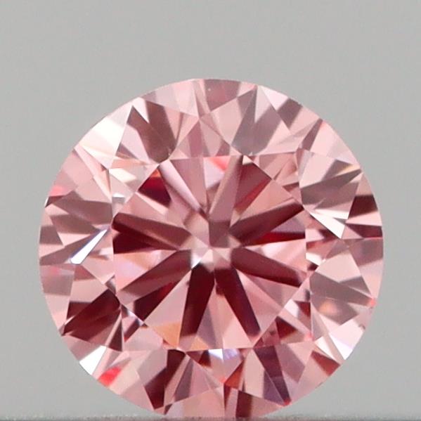Actual 0.18 carat Vivid Pink Round lab-grown diamond