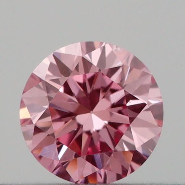 Actual 0.16 carat Intense Pink Round lab-grown diamond