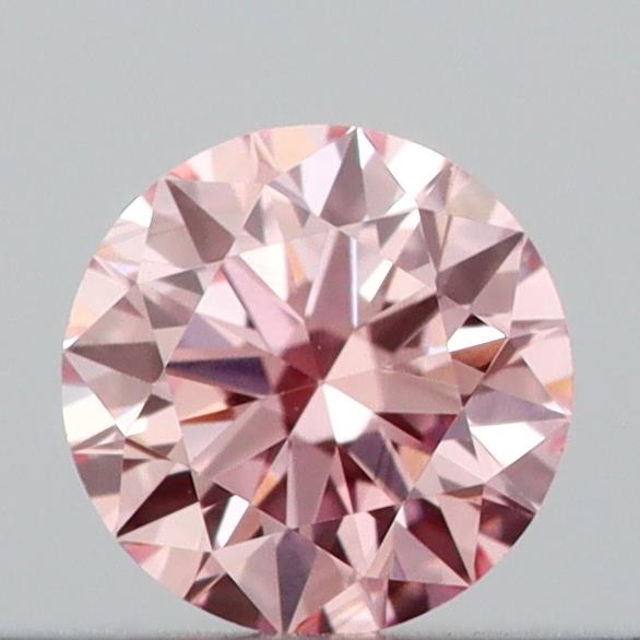 Actual 0.2 carat Intense Pink Round lab-grown diamond