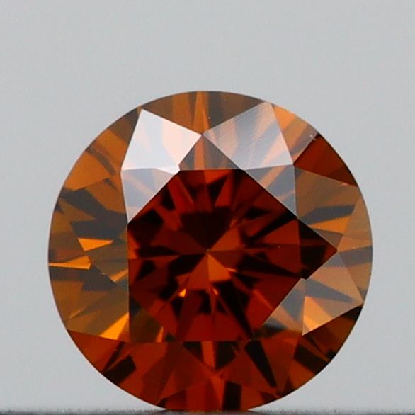 Actual 0.17 carat Deep Orange Round lab-grown diamond