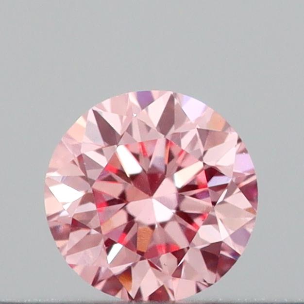 Actual 0.17 carat Intense Pink Round lab-grown diamond