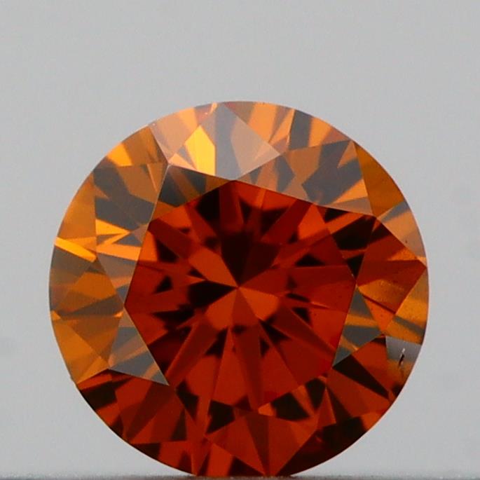 Actual 0.19 carat Deep Orange Round lab-grown diamond