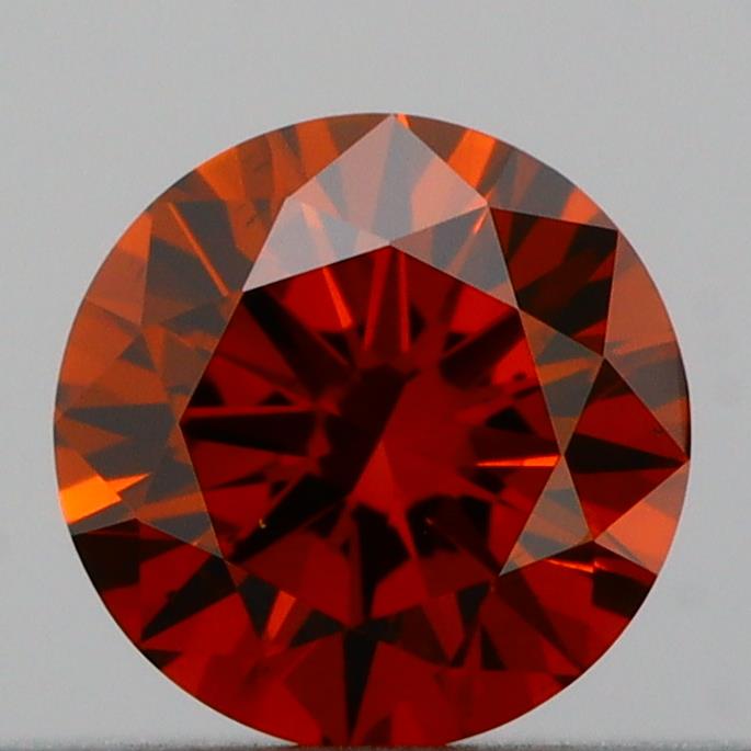 Actual 0.23 carat Deep Orange Round lab-grown diamond