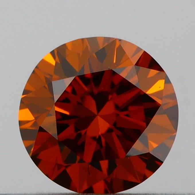 Actual 0.21 carat Deep Orange Round lab-grown diamond