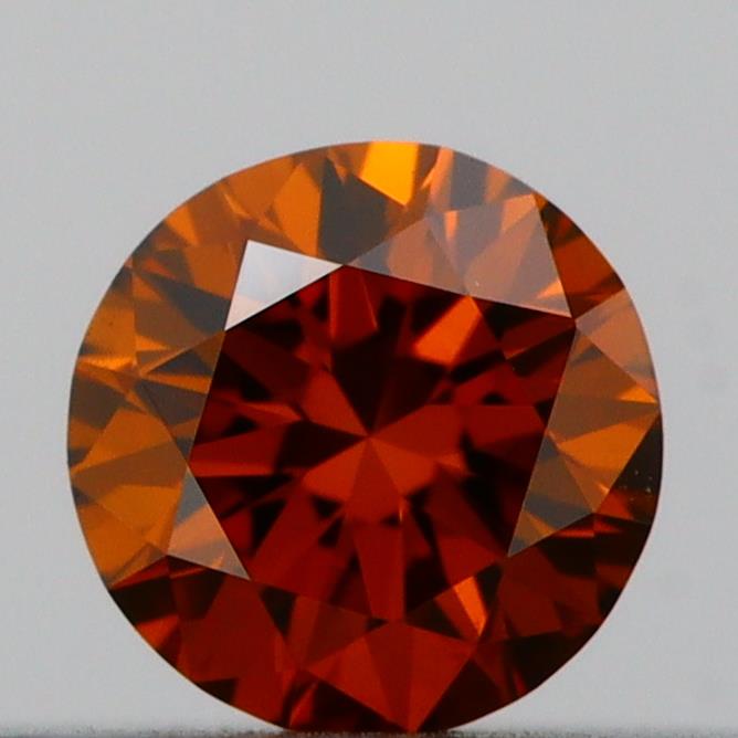 Actual 0.19 carat Deep Orange Round lab-grown diamond