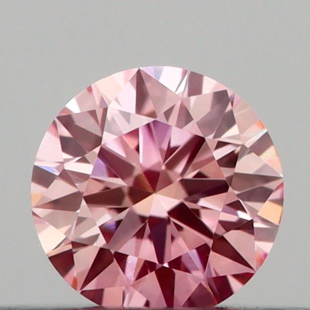 Actual 0.22 carat Vivid Pink Round lab-grown diamond