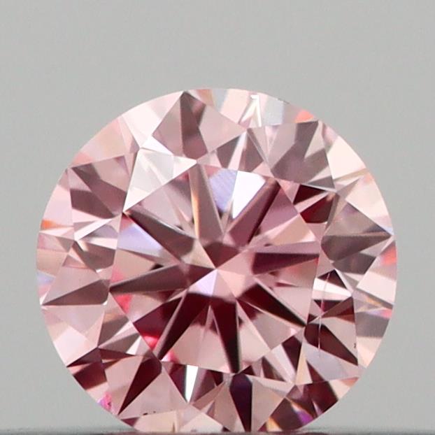 Actual 0.23 carat Vivid Pink Round lab-grown diamond