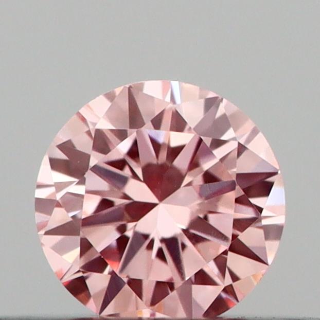 Actual 0.18 carat Intense Pink Round lab-grown diamond
