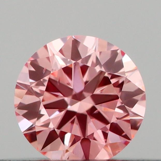 Actual 0.21 carat Vivid Pink Round lab-grown diamond