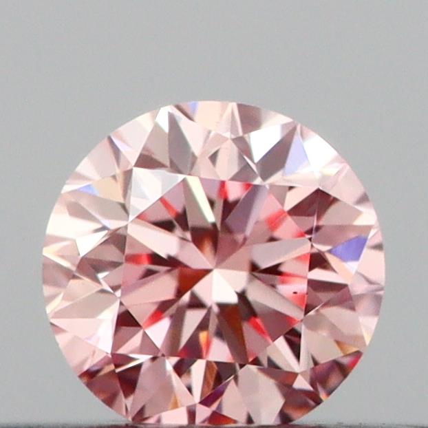 Actual 0.21 carat Intense Pink Round lab-grown diamond