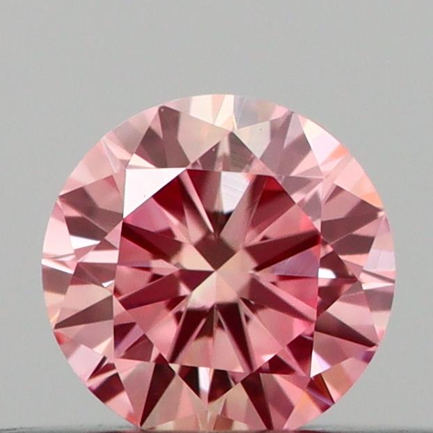 Actual 0.21 carat Vivid Pink Round lab-grown diamond