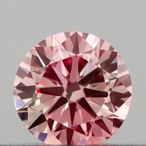 Actual 0.21 carat Intense Pink Round lab-grown diamond