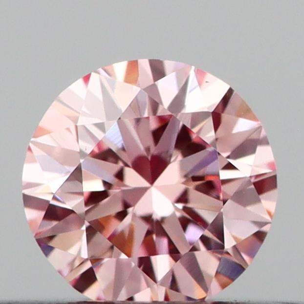 Actual 0.23 carat Intense Pink Round lab-grown diamond