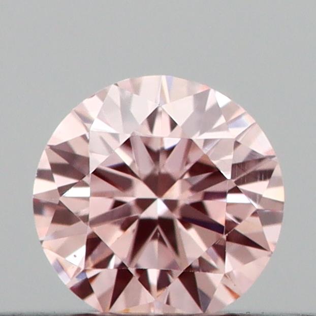 Actual 0.19 carat Intense Pink Round lab-grown diamond