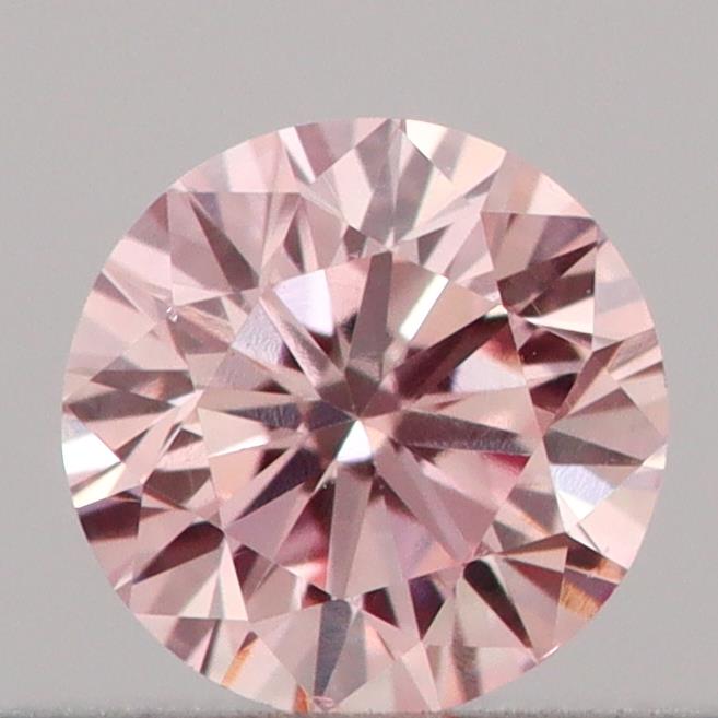 Actual 0.17 carat Intense Pink Round lab-grown diamond