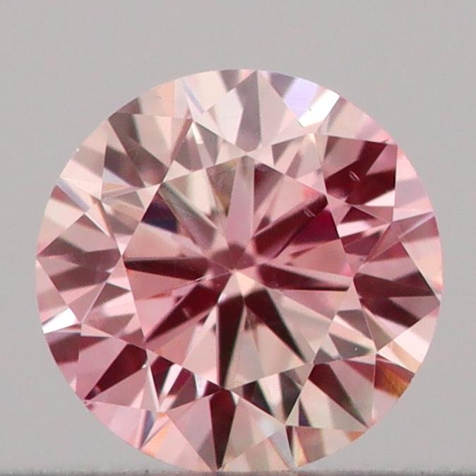 Actual 0.2 carat Fancy Pink Round lab-grown diamond