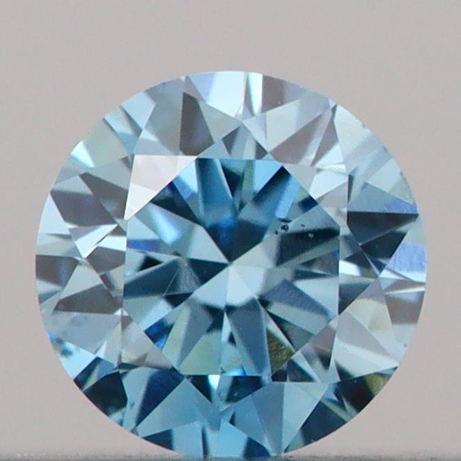 Actual 0.17 carat Vivid Blue Round lab-grown diamond