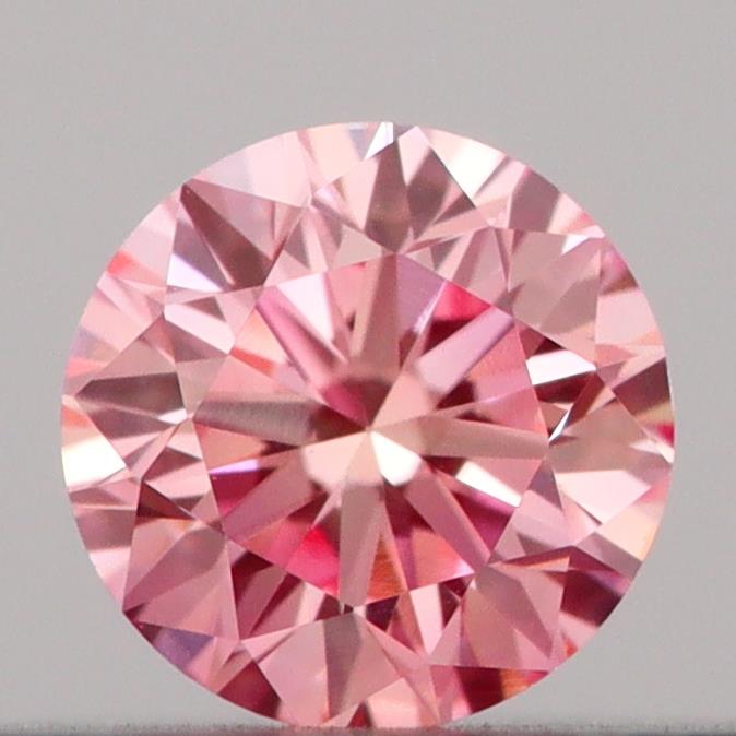 Actual 0.19 carat Vivid Pink Round lab-grown diamond