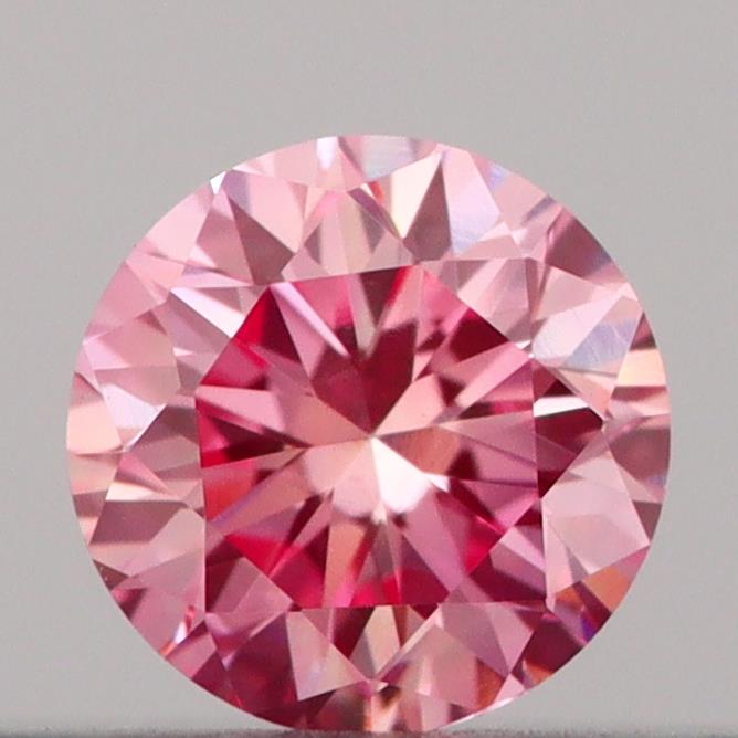 Actual 0.17 carat Vivid Pink Round lab-grown diamond