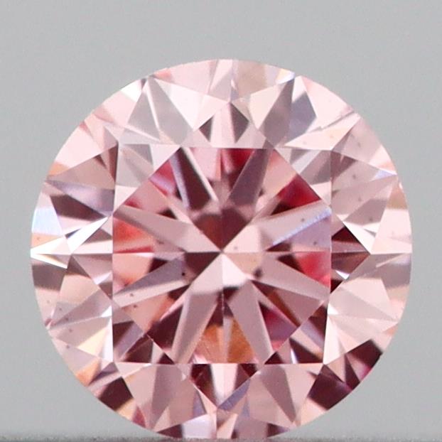 Actual 0.19 carat Intense Pink Round lab-grown diamond