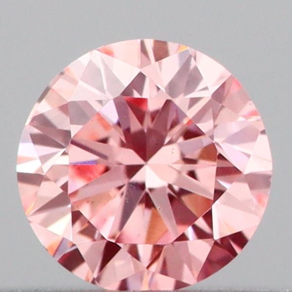 Actual 0.16 carat Intense Pink Round lab-grown diamond