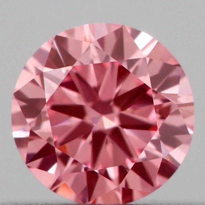 Actual 0.18 carat Vivid Pink Round lab-grown diamond