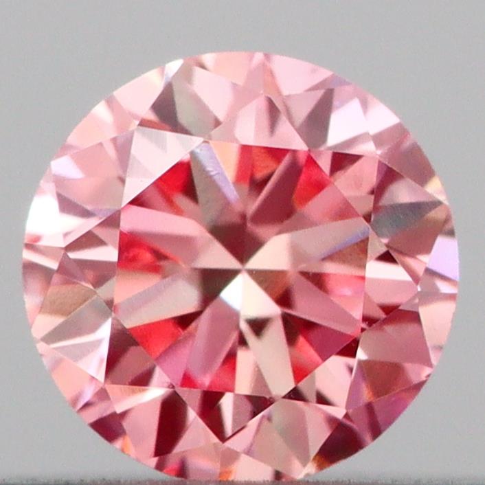 Actual 0.19 carat Intense Pink Round lab-grown diamond