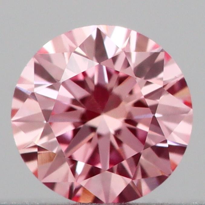 Actual 0.16 carat Intense Pink Round lab-grown diamond
