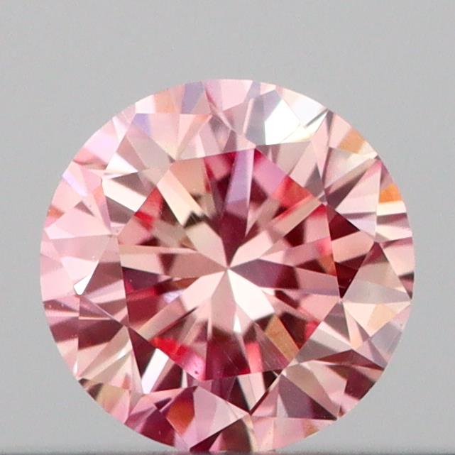 Actual 0.19 carat Intense Pink Round lab-grown diamond