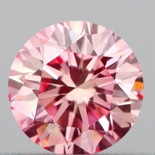 Actual 0.17 carat Intense Pink Round lab-grown diamond