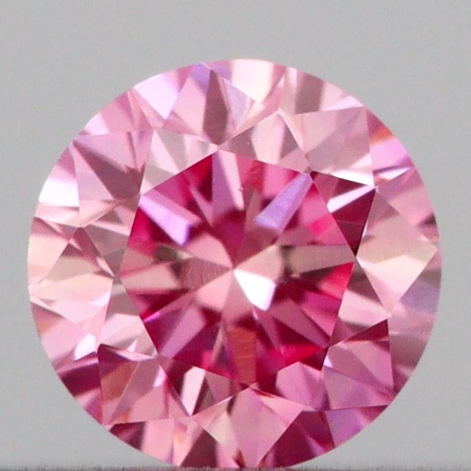 Actual 0.18 carat Vivid Pink Round lab-grown diamond