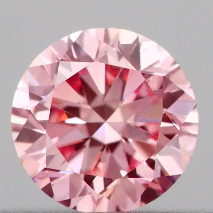Actual 0.17 carat Intense Pink Round lab-grown diamond
