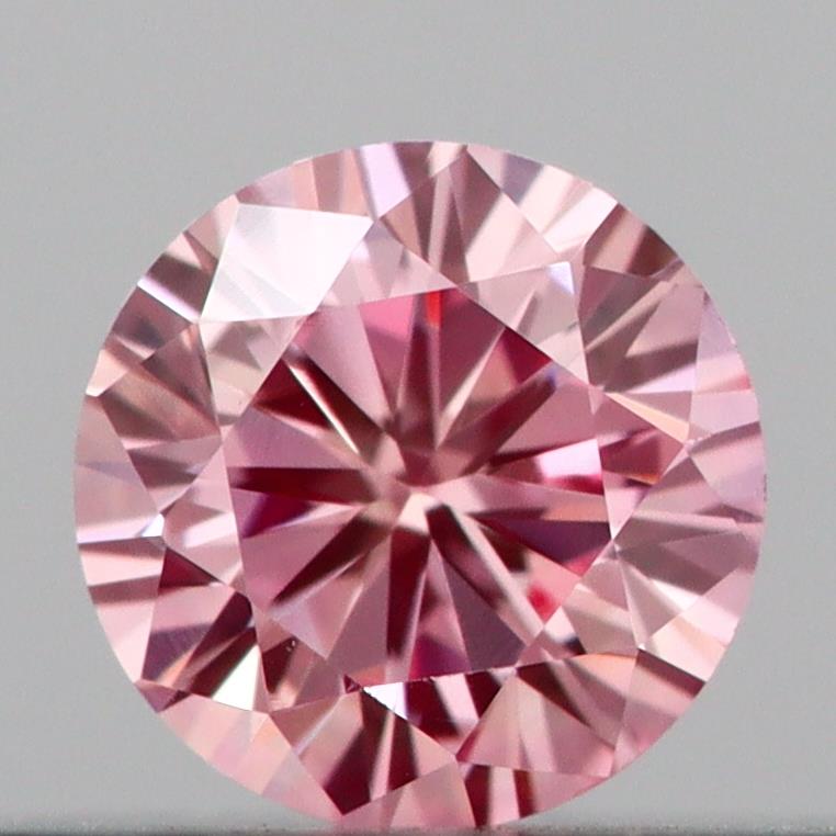 Actual 0.2 carat Intense Pink Round lab-grown diamond