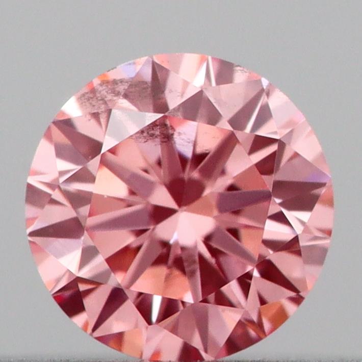 Actual 0.17 carat Intense Pink Round lab-grown diamond