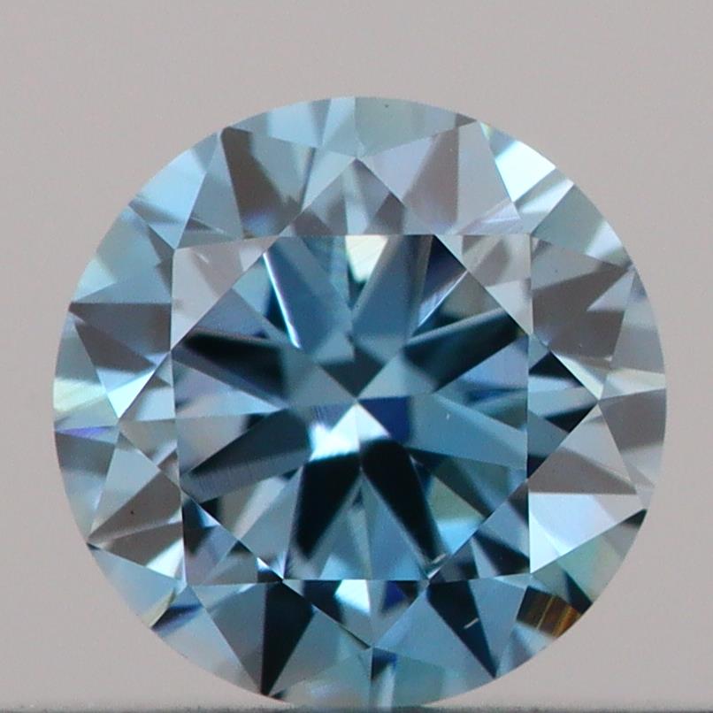 Actual 0.32 carat Vivid Blue Round lab-grown diamond
